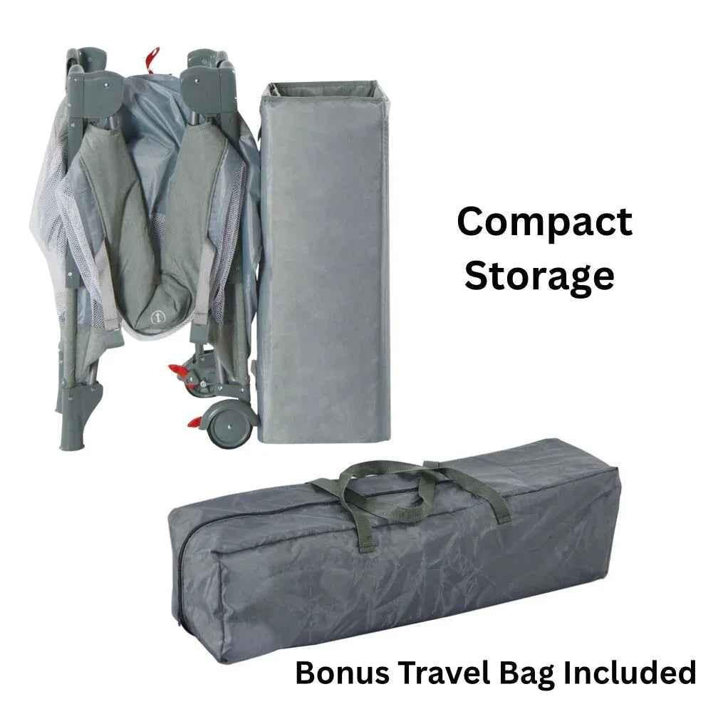 Baby Way NZ 5-in-1 portable co-sleeper bed with changing table and toy bar, ideal for travel and easy to assemble.