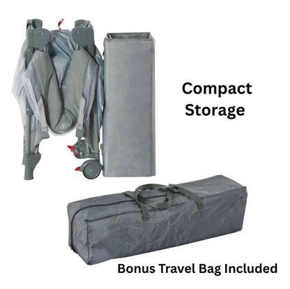 Baby Way NZ 5-in-1 portable co-sleeper bed with changing table and toy bar, ideal for travel and easy to assemble.