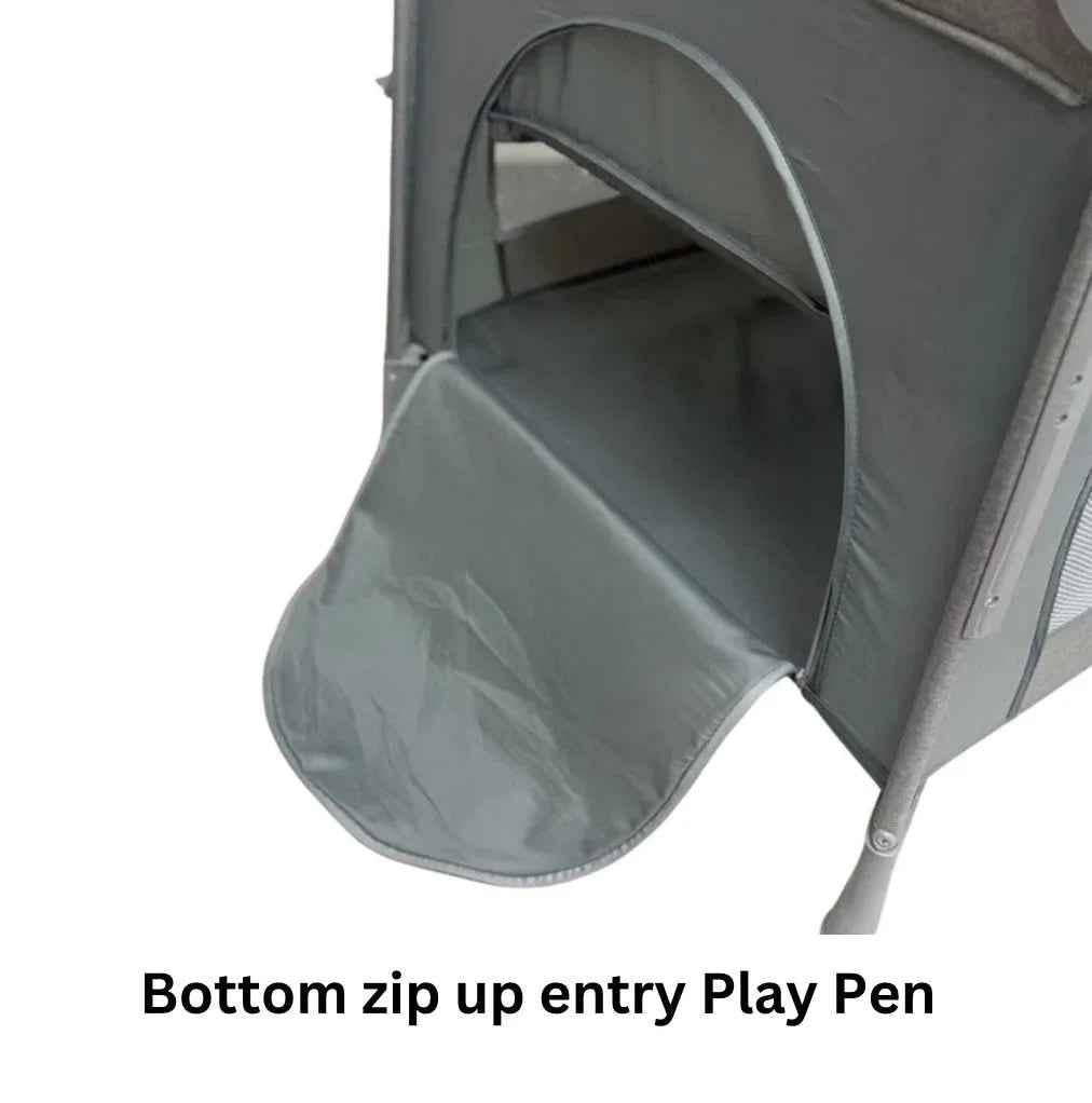 Baby Way NZ 5-in-1 portable co-sleeper bed with changing table and toy bar, ideal for travel and easy to set up.