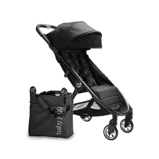 Baby Jogger City Tour 2 compact travel stroller in Pitch Black, lightweight and foldable for convenient city travel.
