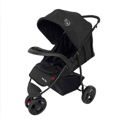 Baby Way NZ Explorer 3-Wheel Umbrella Stroller with food tray, lightweight design, and adjustable canopy for comfortable baby transport.