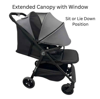 Baby Way NZ Roam compact travel umbrella stroller with extended canopy in black, lightweight and easy to fold for travel.