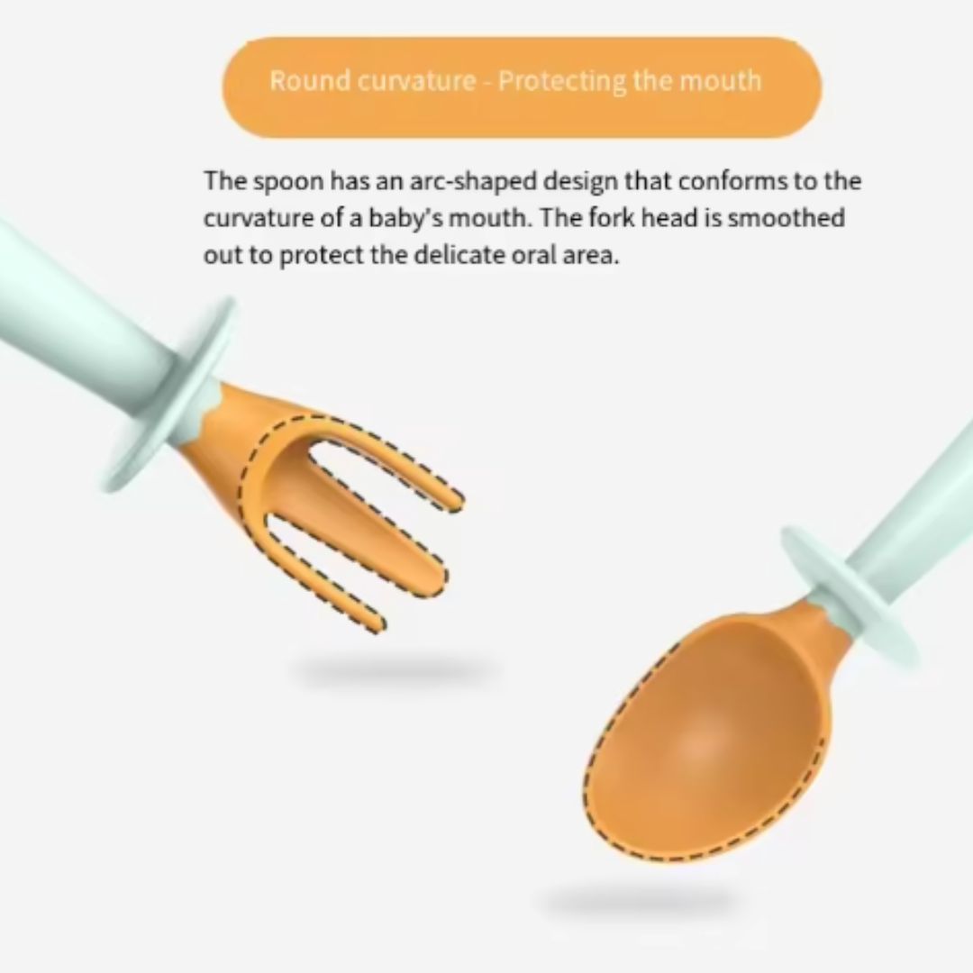 Bendable Baby Fork and Spoon Set - Self-Feeding Utensils
