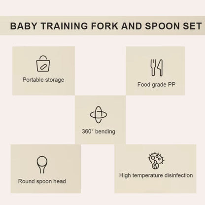 Bendable Baby Fork and Spoon Set - Self-Feeding Utensils