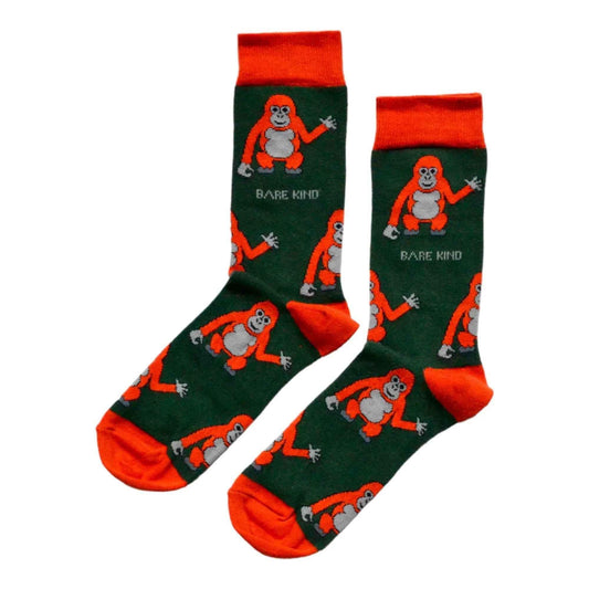 Barekind NZ Save the Orangutans bamboo crew cut socks for adults, featuring a natural bamboo fabric design.