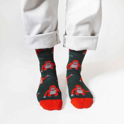 Barekind NZ Save the Orangutans bamboo crew cut socks for adults, featuring a nature-inspired design and comfortable fit.