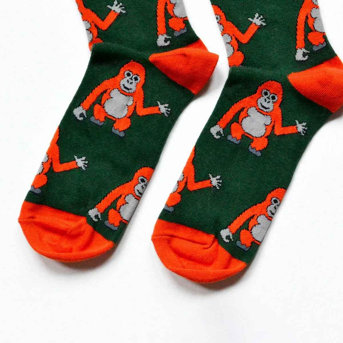 Barekind NZ Save the Orangutans bamboo crew cut socks for adults, featuring a nature-inspired design and comfortable crew length.