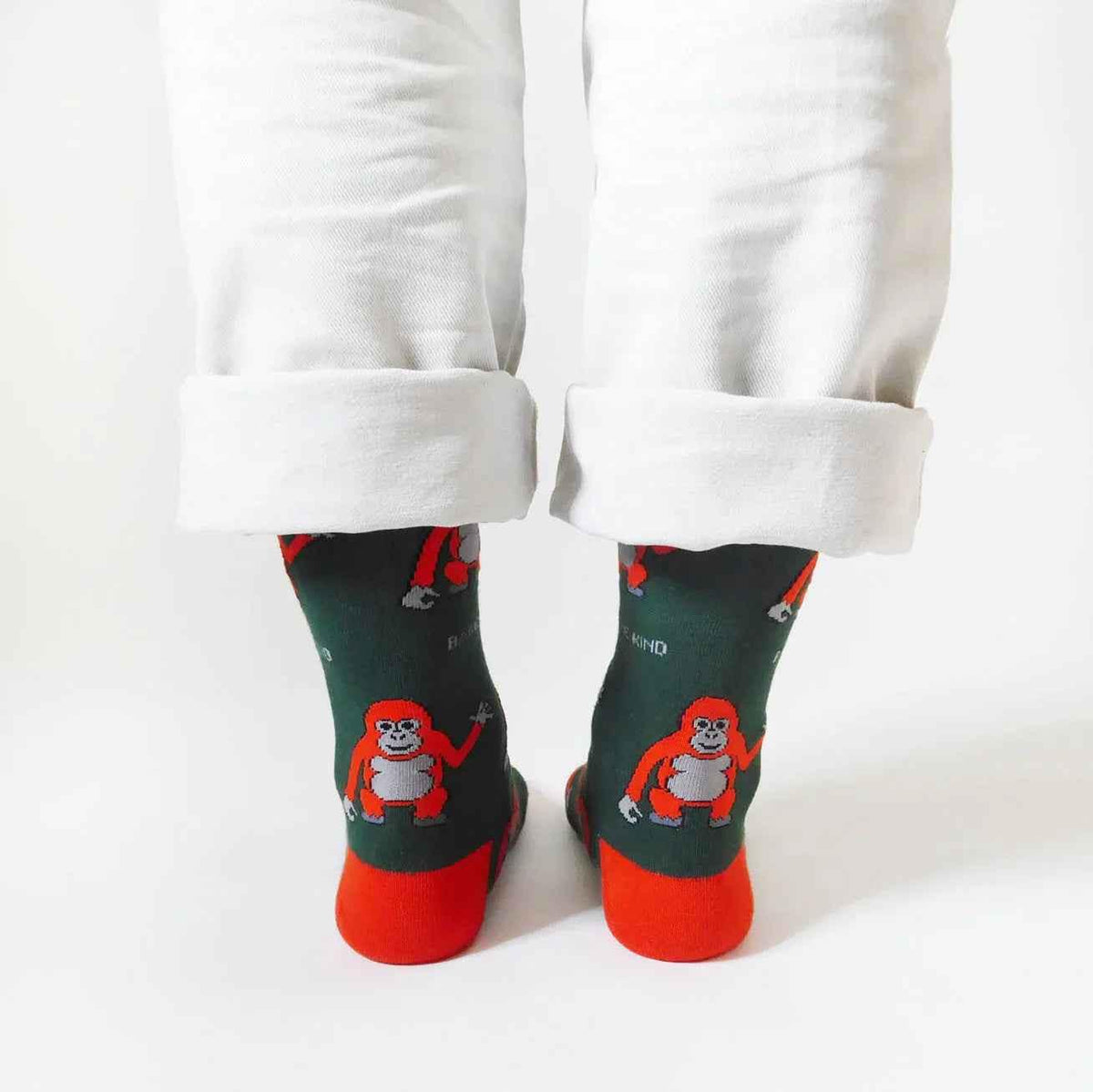 Barekind NZ Save the Orangutans bamboo crew cut socks for adults, featuring a natural bamboo fabric design and eco-friendly style.