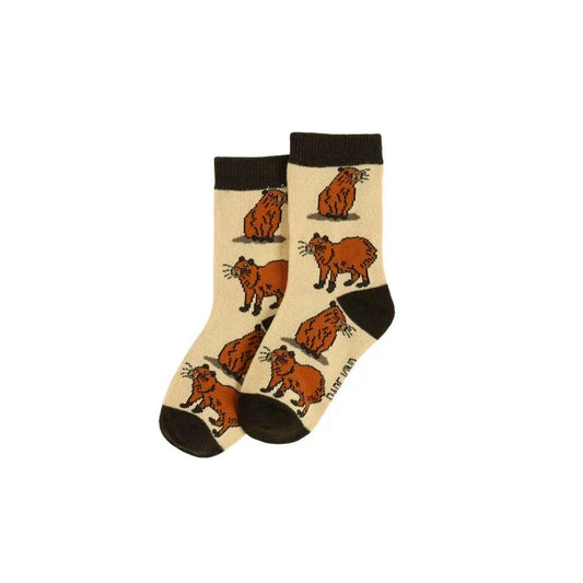 Barekind NZ bamboo socks for kids featuring colorful Save the Capybara design, suitable for ages 0-12 months and UK size 0-4.5.