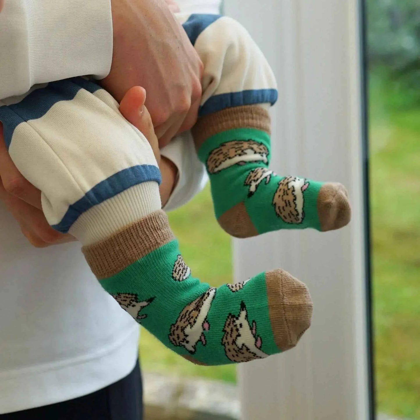 Barekind NZ bamboo socks for kids featuring a hedgehog design, suitable for ages 0-12 months and UK sizes 0-4.5.