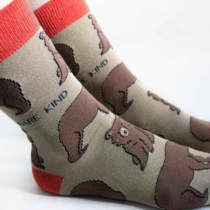 Barekind NZ Save the Bears bamboo socks for adults, featuring eco-friendly bamboo fabric and bear-themed design.