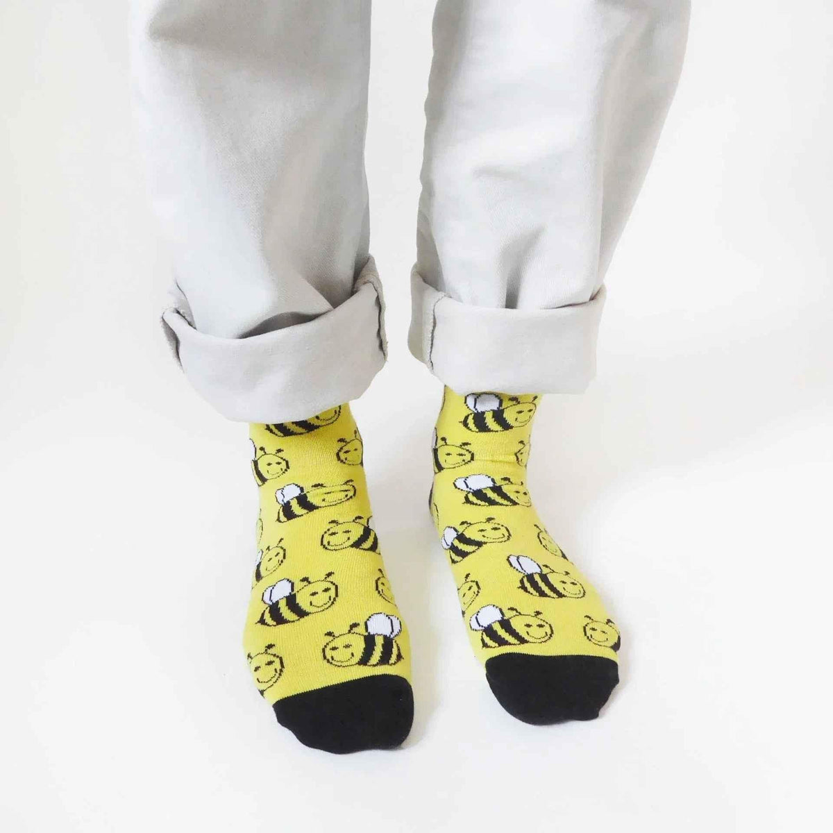 Barekind NZ Save the Bees bamboo socks for adults, featuring bee-themed design and comfortable bamboo fabric.