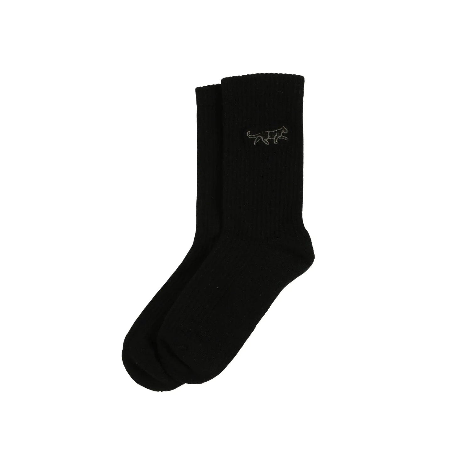 Barekind NZ black bamboo socks with ribbed design, featuring Save the Black Panthers motif for adults.