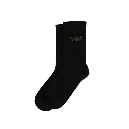 Barekind NZ black bamboo socks with ribbed design, featuring Save the Black Panthers motif for adults.