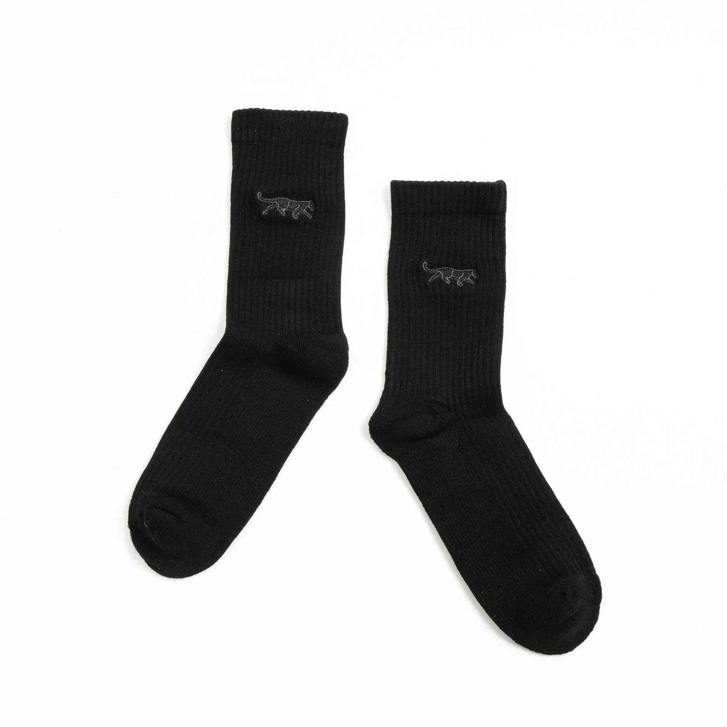 Barekind NZ black ribbed bamboo socks for adults, featuring a Save the Black Panthers design, comfortable everyday wear.