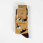 Barekind NZ bamboo socks featuring a brown cat design, suitable for adult UK sizes 4-7, with eco-friendly bamboo material.