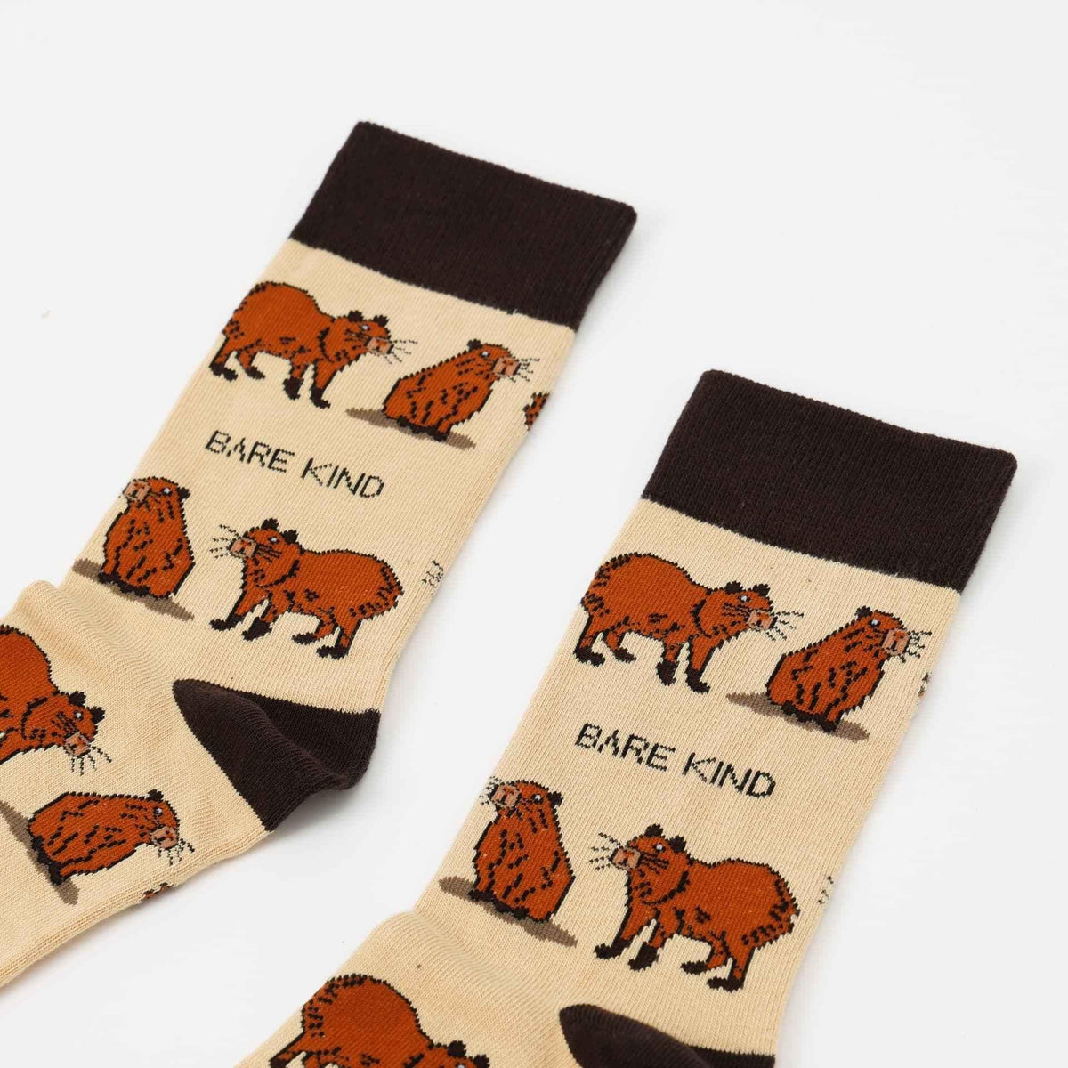 Barekind NZ bamboo socks featuring colorful capybara design, comfortable and eco-friendly socks for adults.