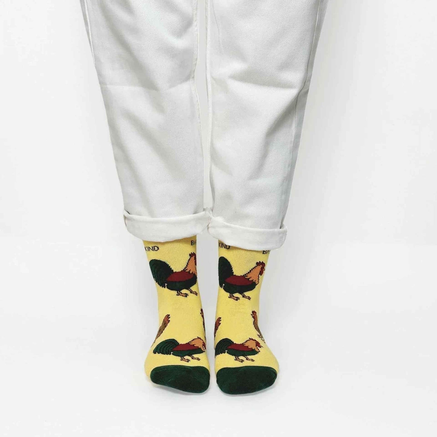 Barekind NZ bamboo socks for adults featuring a Save the Chickens design, made from eco-friendly bamboo material.