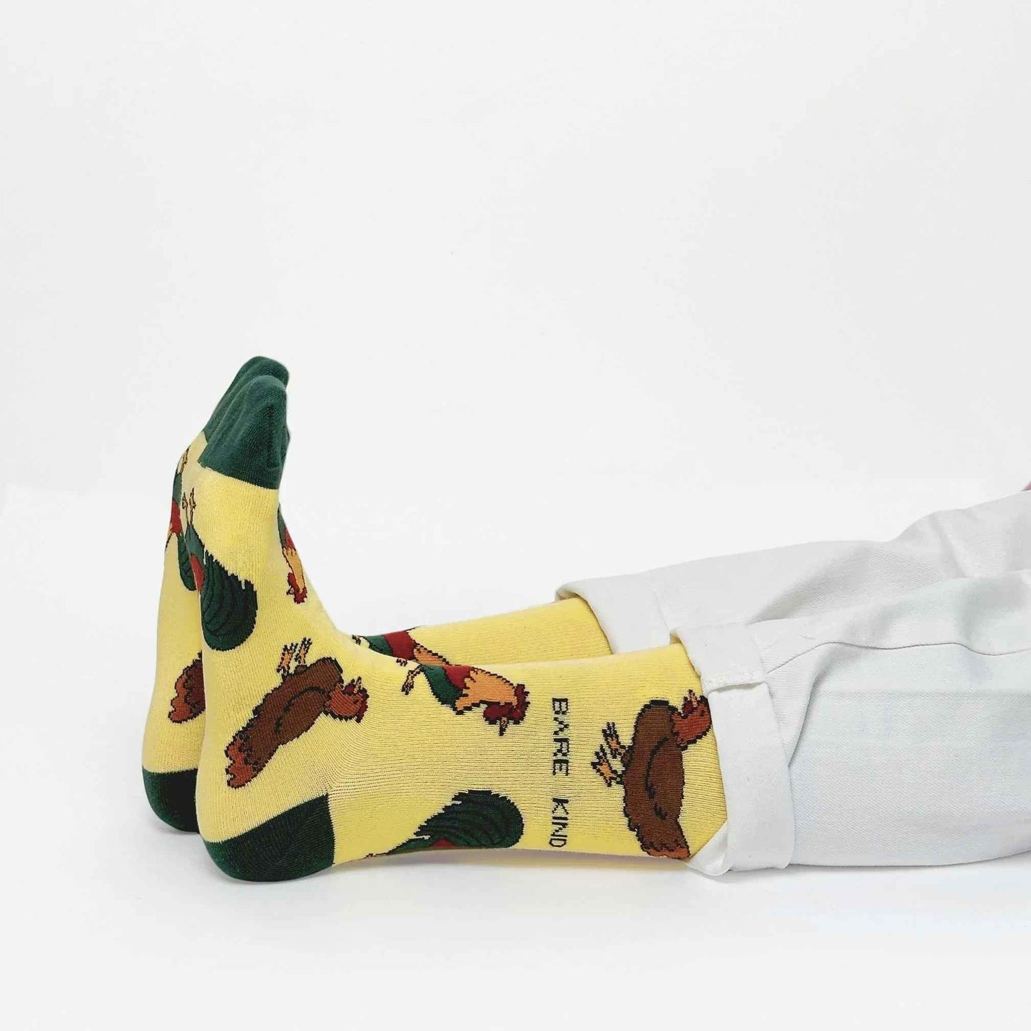 Barekind NZ bamboo socks for adults featuring a Save the Chickens design, soft and eco-friendly casual sock footwear.