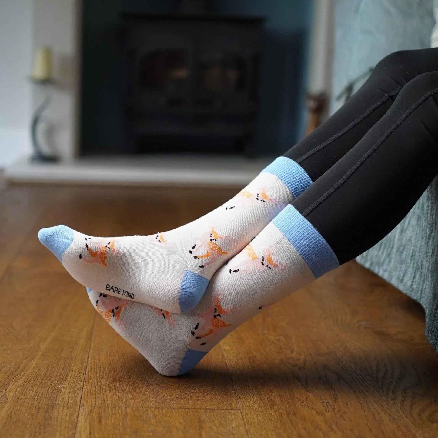Barekind NZ bamboo socks featuring a Save the Deer design, adult size 4-7, soft and eco-friendly sock for everyday wear.