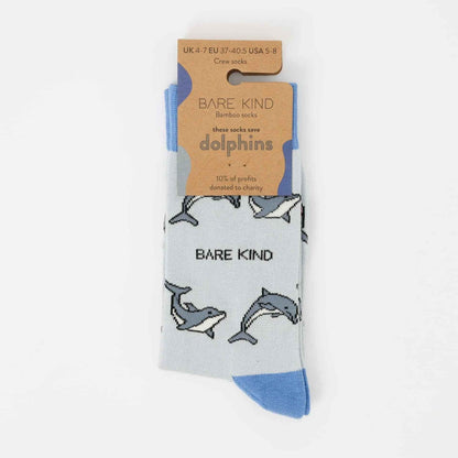 Barekind NZ bamboo socks featuring dolphin design, adult size 4-7, eco-friendly and comfortable for everyday wear.