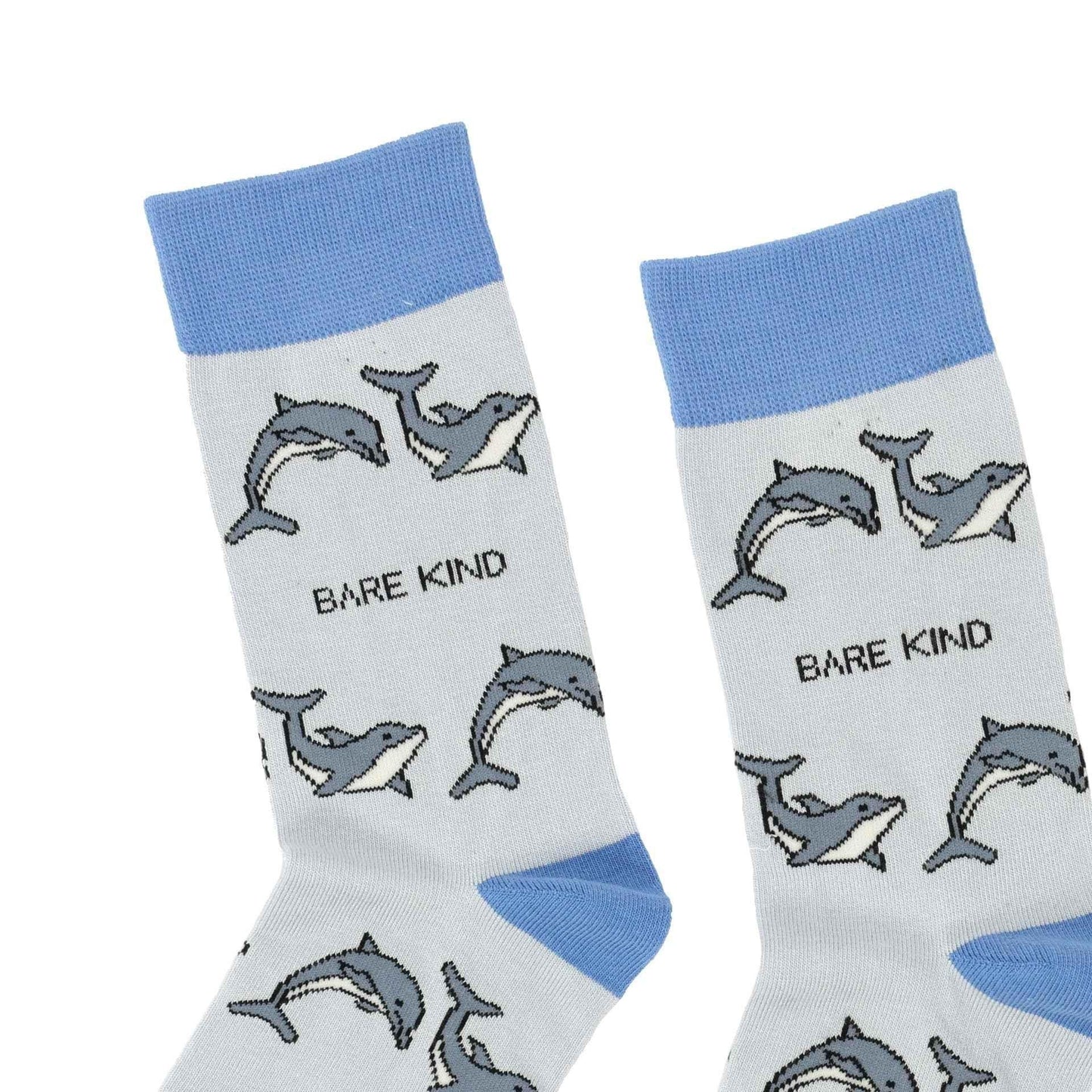 Barekind NZ bamboo socks featuring a dolphin design, adult size 4-7, eco-friendly and comfortable for everyday wear.