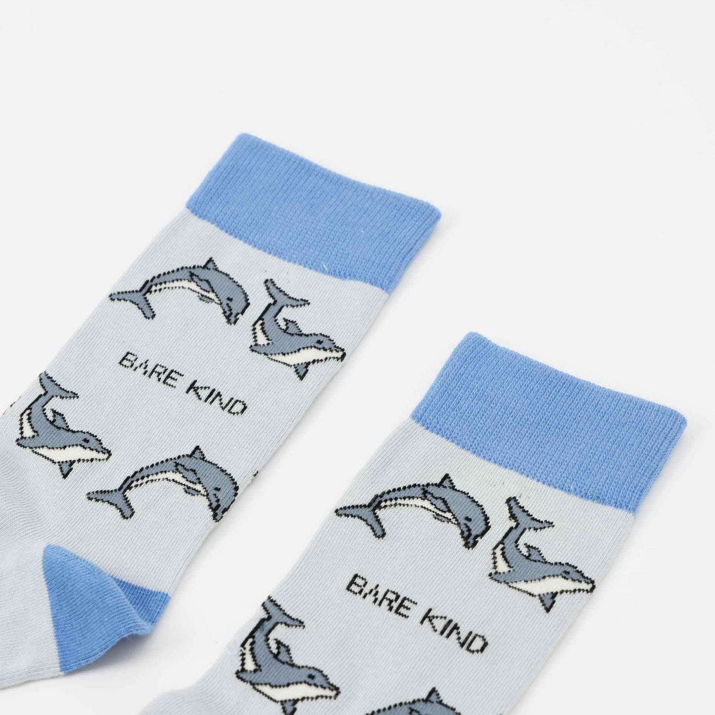 Barekind NZ Save the Dolphin bamboo socks for adults with dolphin pattern, made from eco-friendly bamboo material.
