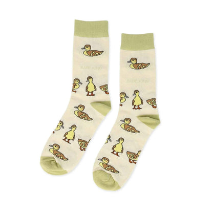 Barekind NZ bamboo socks featuring a Save the Ducklings design, suitable for adult UK sizes 4-7, made from sustainable bamboo fabric.