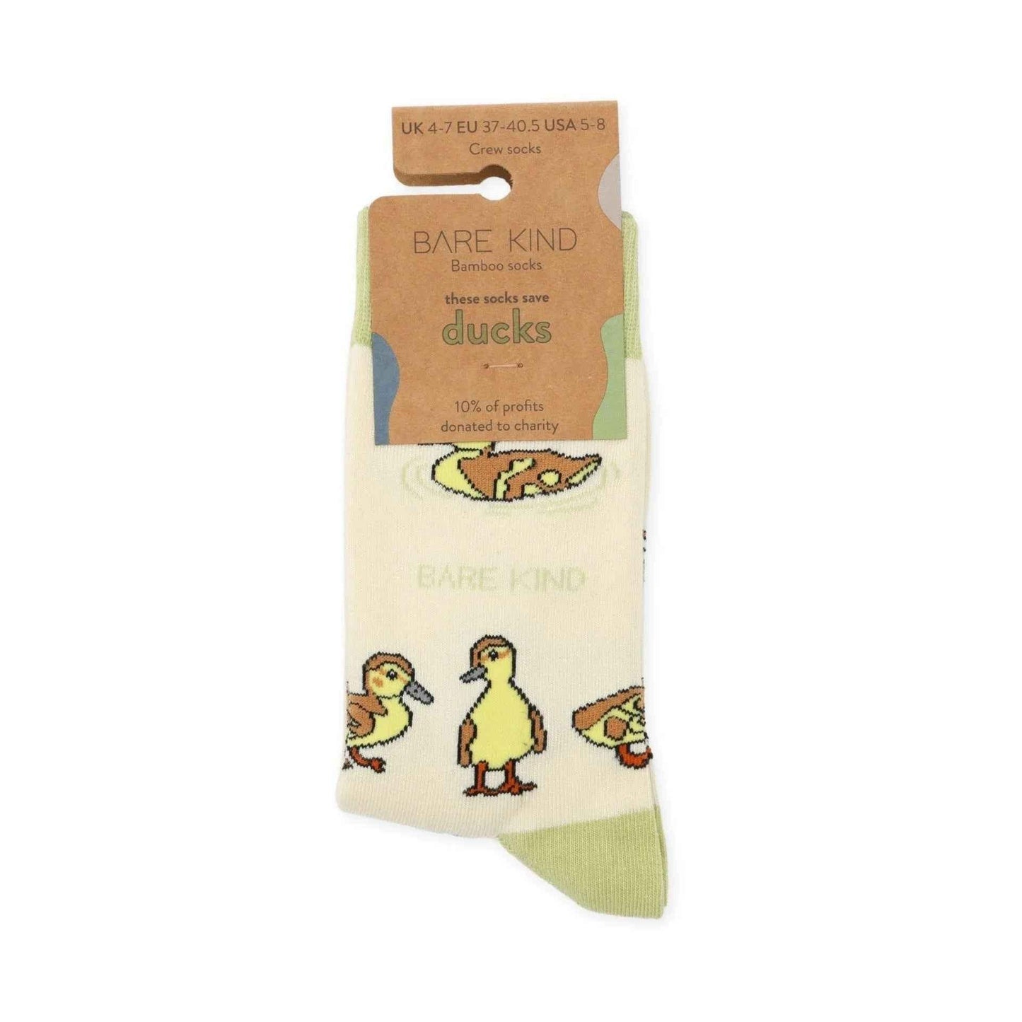 Barekind NZ Bamboo Socks featuring Save the Ducklings design, soft, eco-friendly socks for adults with animal-themed print.