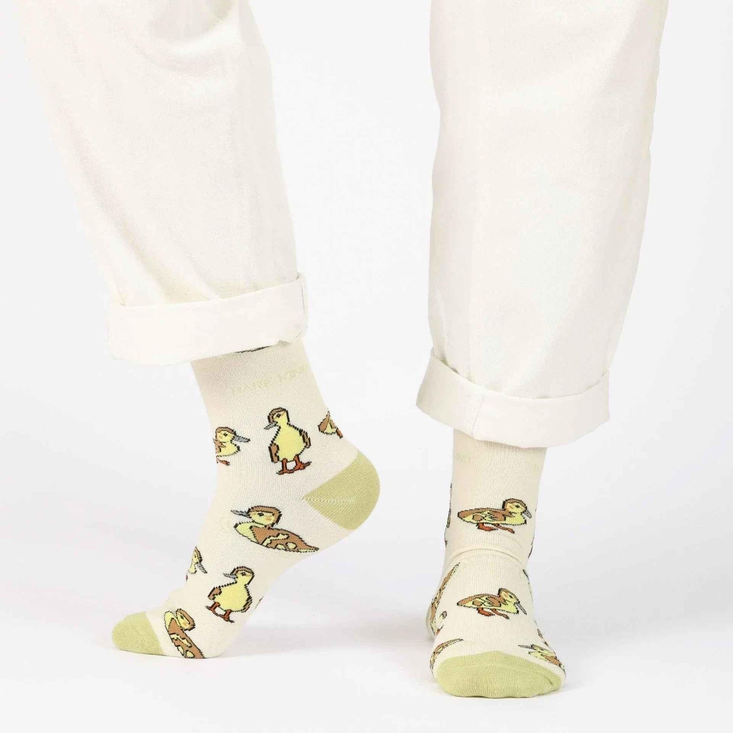 Barekind NZ bamboo socks featuring Save the Ducklings design, adult size 4-7, comfortable and eco-friendly sock wear.