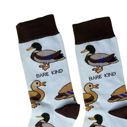 Barekind NZ Save the Ducks bamboo socks for adults featuring duck-themed design, made from eco-friendly bamboo material.