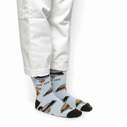 Barekind NZ bamboo socks featuring colorful duck patterns, designed for adults, showcasing eco-friendly, comfortable sock material.