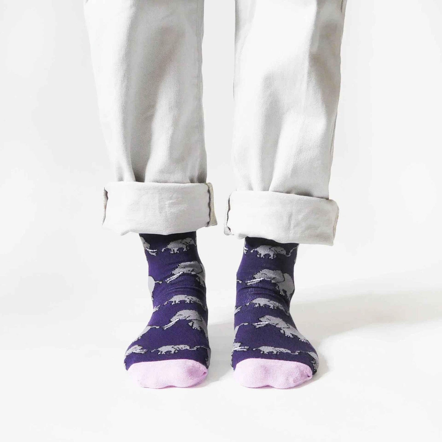 Barekind NZ bamboo socks featuring elephant designs, adult size 4-7, eco-friendly and comfortable footwear for everyday wear.