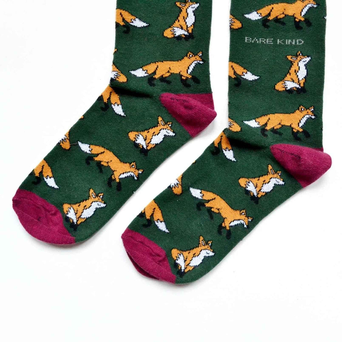 Barekind NZ bamboo socks featuring a colorful fox design, soft and comfortable socks for adults.