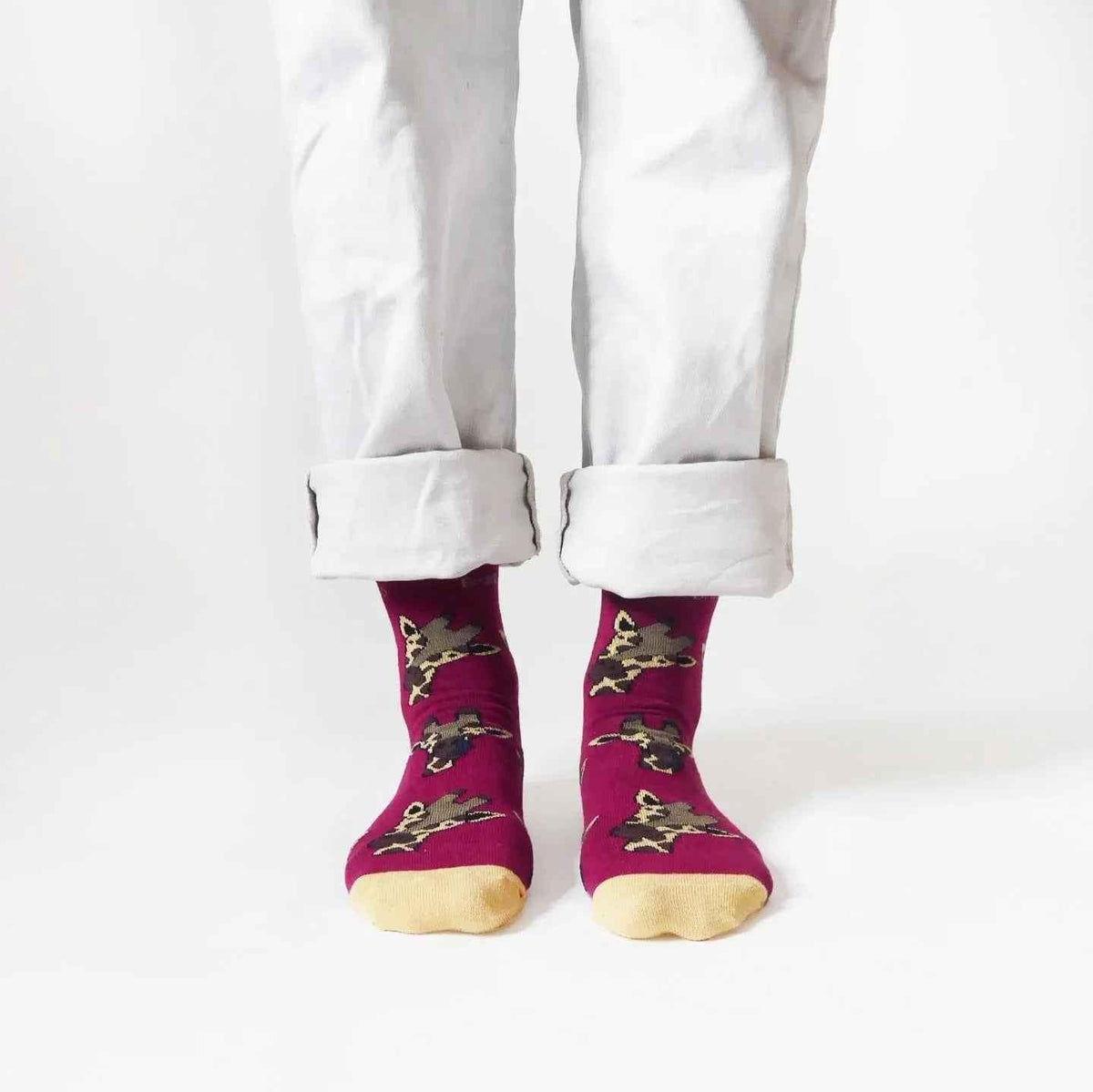Barekind NZ bamboo socks featuring giraffe patterns, designed for adults size 4-7, showcasing eco-friendly and comfortable sock style.