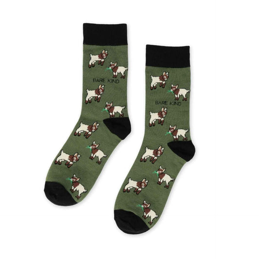 Barekind NZ bamboo socks for adults featuring a Save the Goats design, comfortable and eco-friendly footwear.