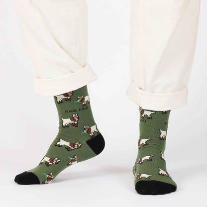 Barekind NZ bamboo socks featuring a playful goat design, comfortable for adults, made from sustainable bamboo material.
