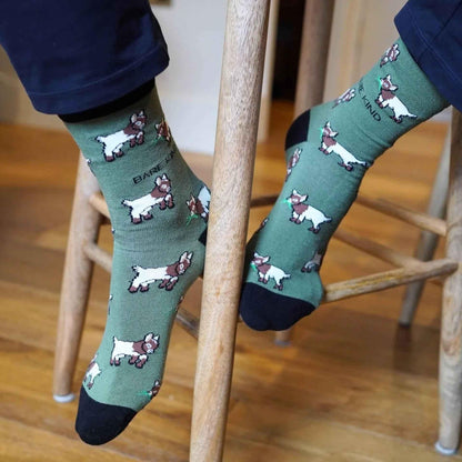Barekind NZ Save the Goats bamboo socks for adults, featuring eco-friendly soft bamboo fabric and playful goat design.