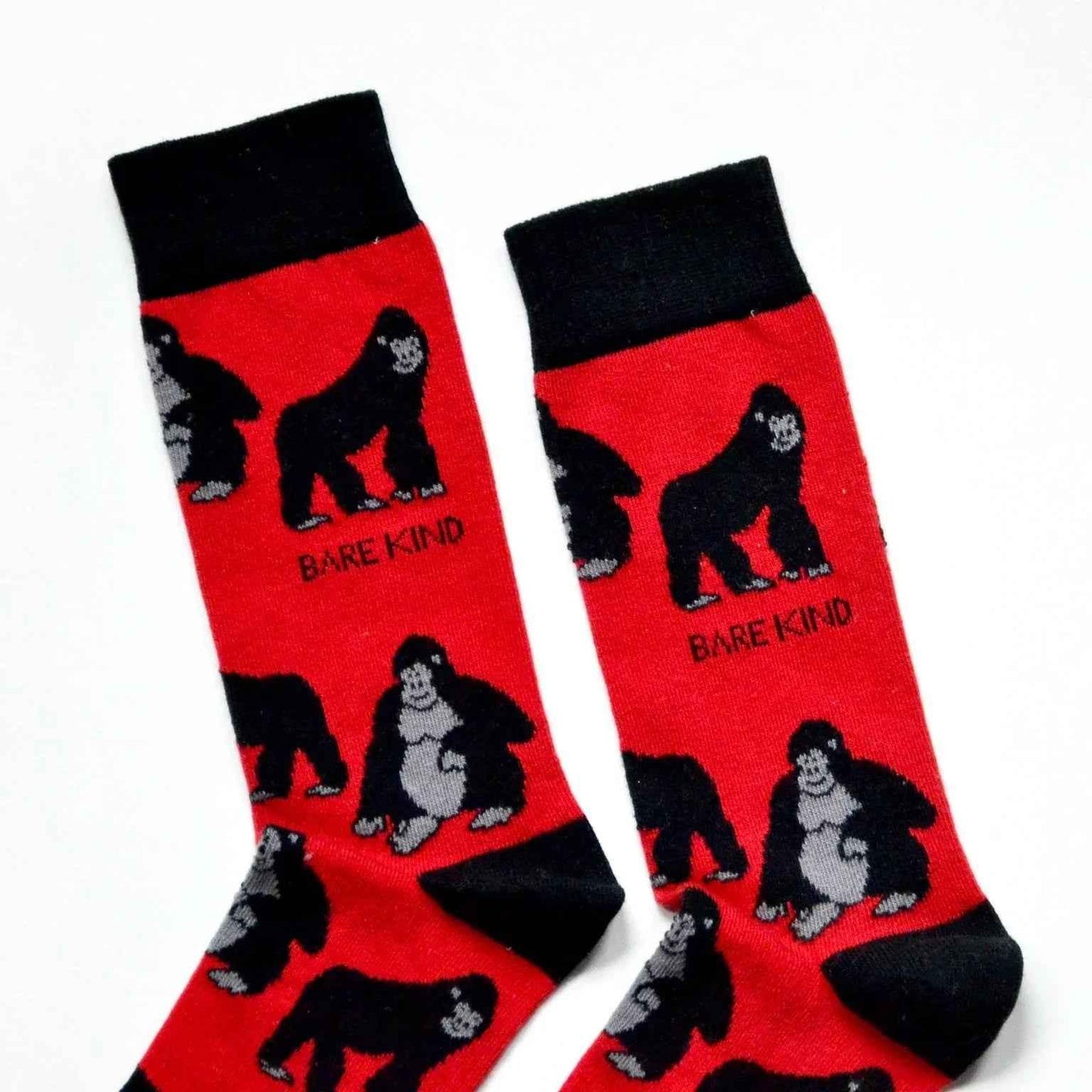 Barekind NZ bamboo socks featuring Save the Gorillas design, adult size 4-7, soft and eco-friendly sock for everyday wear.
