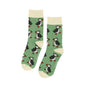 Barekind NZ bamboo socks featuring a green puffin design, comfortable and eco-friendly socks for adults.