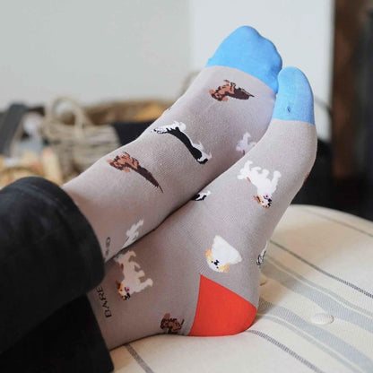 Barekind NZ bamboo socks for adults featuring a "Save the Grey Dog" design, made from sustainable bamboo fabric.
