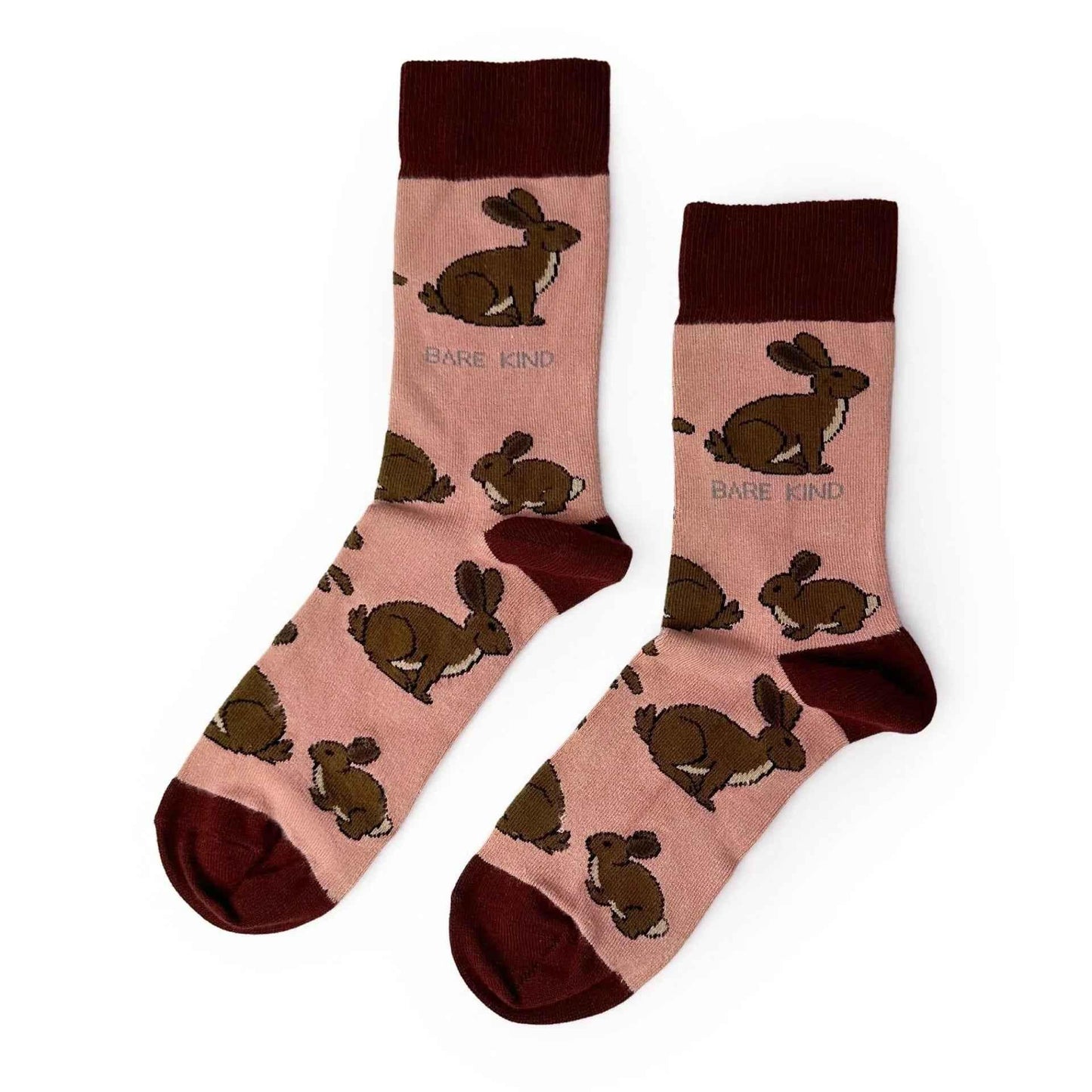 Barekind NZ bamboo socks featuring a Save the Hares design, comfortable adult socks with eco-friendly bamboo fabric.
