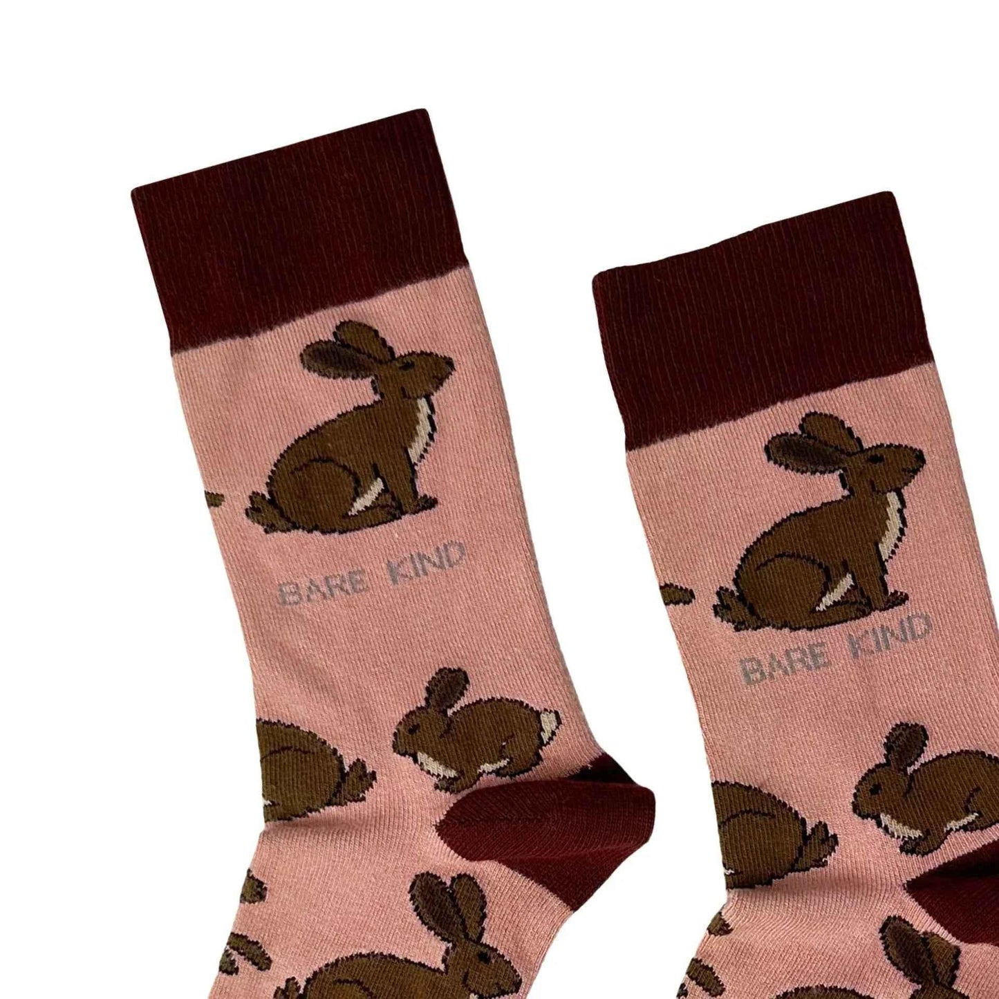 Barekind NZ Save the Hares bamboo socks for adults, featuring a natural hare print and comfortable design.