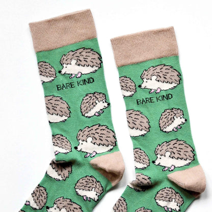 Barekind NZ bamboo socks for adults featuring a Save the Hedgehogs design, soft and eco-friendly footwear.