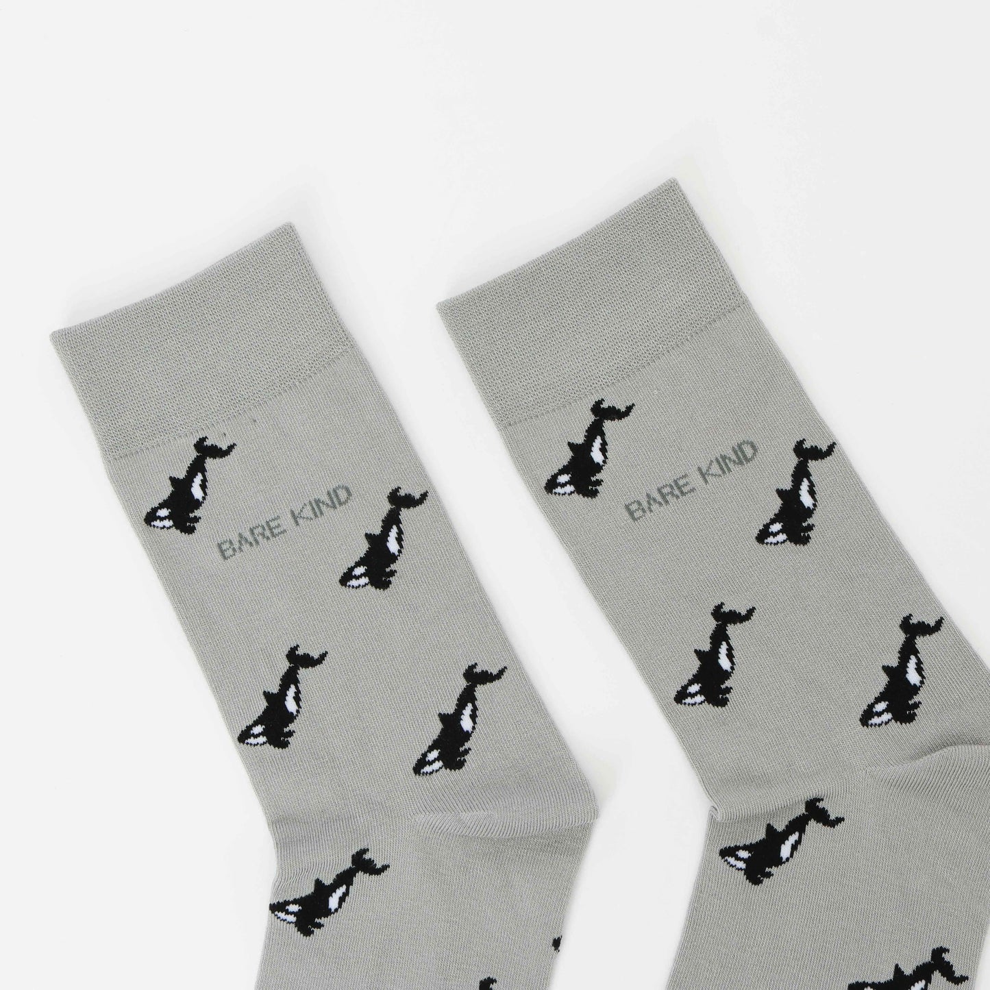 Barekind NZ Save the Orca Small Motif Socks for adults, featuring a marine orca design on comfortable casual socks.