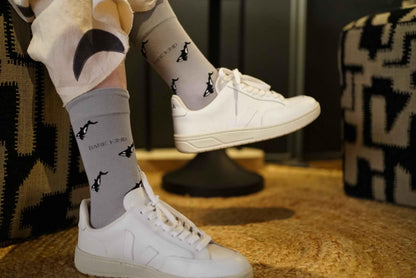 Barekind NZ Save the Orca Small Motif Socks for adults, featuring ocean-inspired orca whale design in comfortable socks.