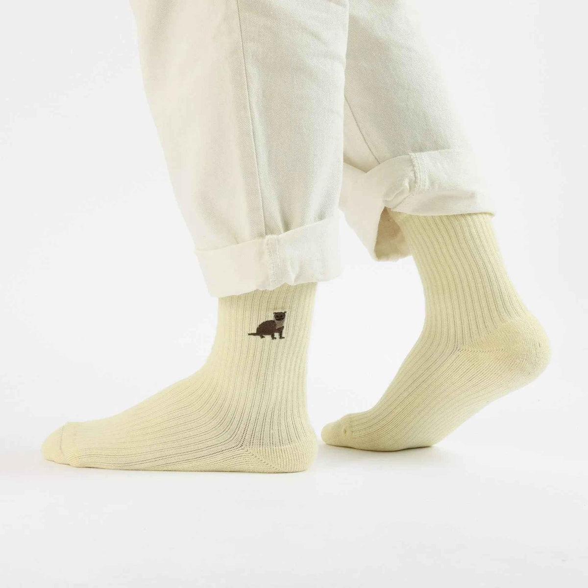 Barekind NZ Save the Otter ribbed bamboo socks for adults, featuring a comfortable, eco-friendly design with otter illustrations.