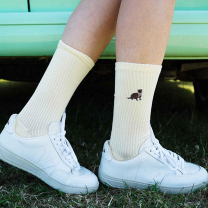Barekind NZ Save the Otter ribbed bamboo socks for adults, featuring comfortable, eco-friendly sock design with otter graphic pattern.