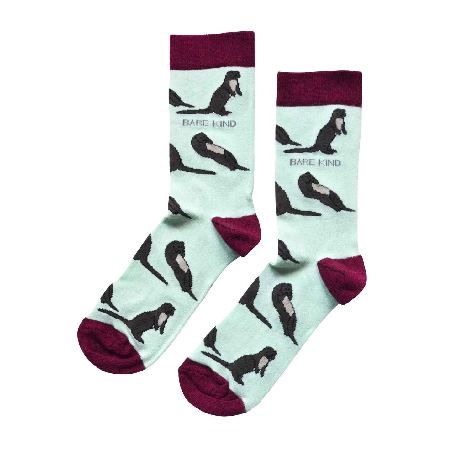 Barekind NZ Save the Otters bamboo socks for adults, featuring a nature-inspired otter design and comfortable bamboo fabric.