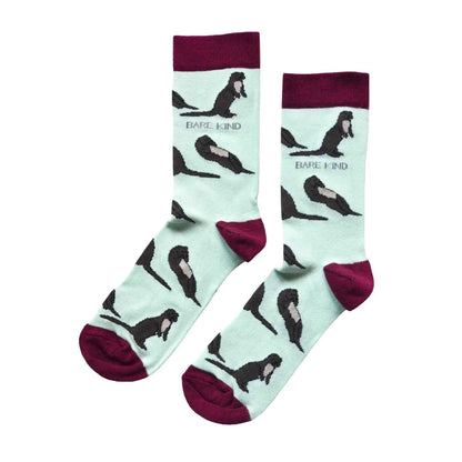 Barekind NZ Save the Otters bamboo socks for adults, featuring a nature-inspired otter design and comfortable bamboo fabric.